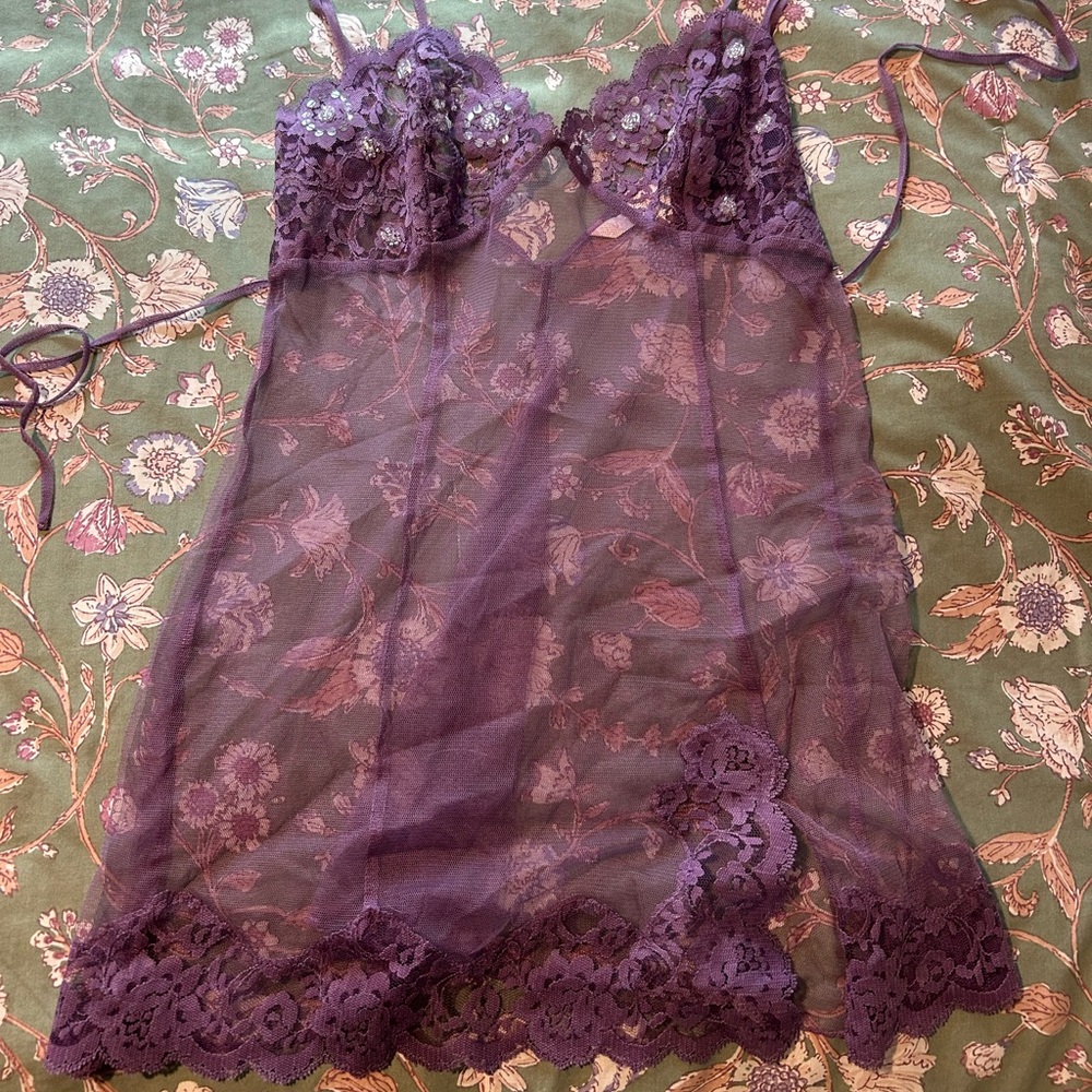 Victoria’s Secret Elegant Purple Lace Chemise